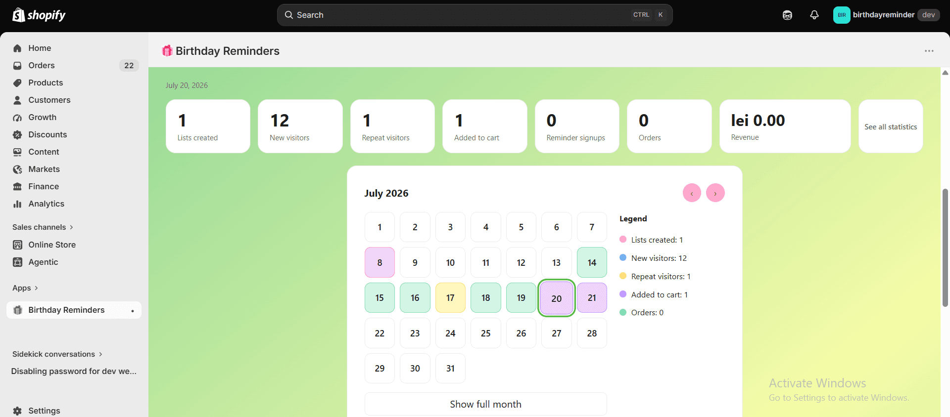 About the dashboard 2